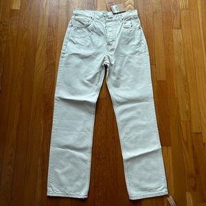 Reformation Cynthia High Rise Straight Jeans in Bone